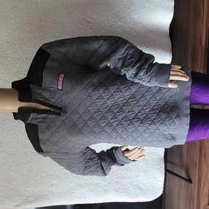 Vineyard Vines Quilted Shep Shirt Pullover 3/4 Zip Gray and Black Size S Vineyar